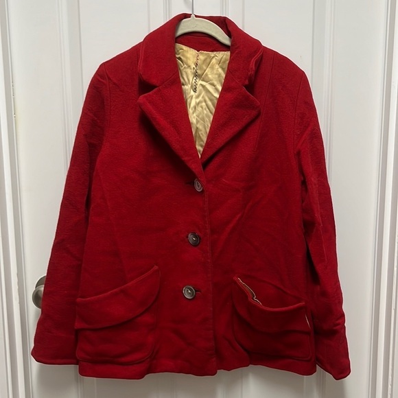 Vintage Red Wool 3 Button‎ Coat - Picture 1 of 10